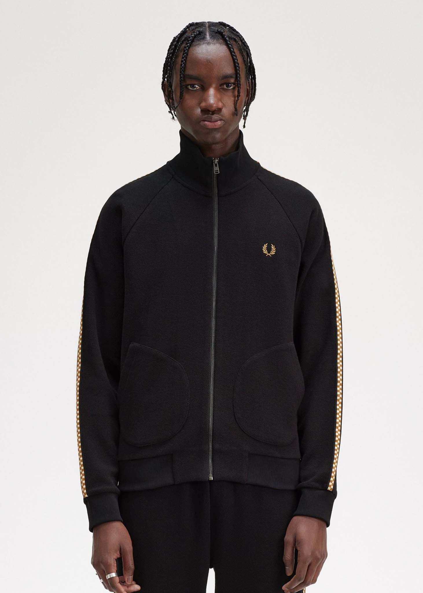 Fred Perry Vesten  Chequerboard tape jacket - black 