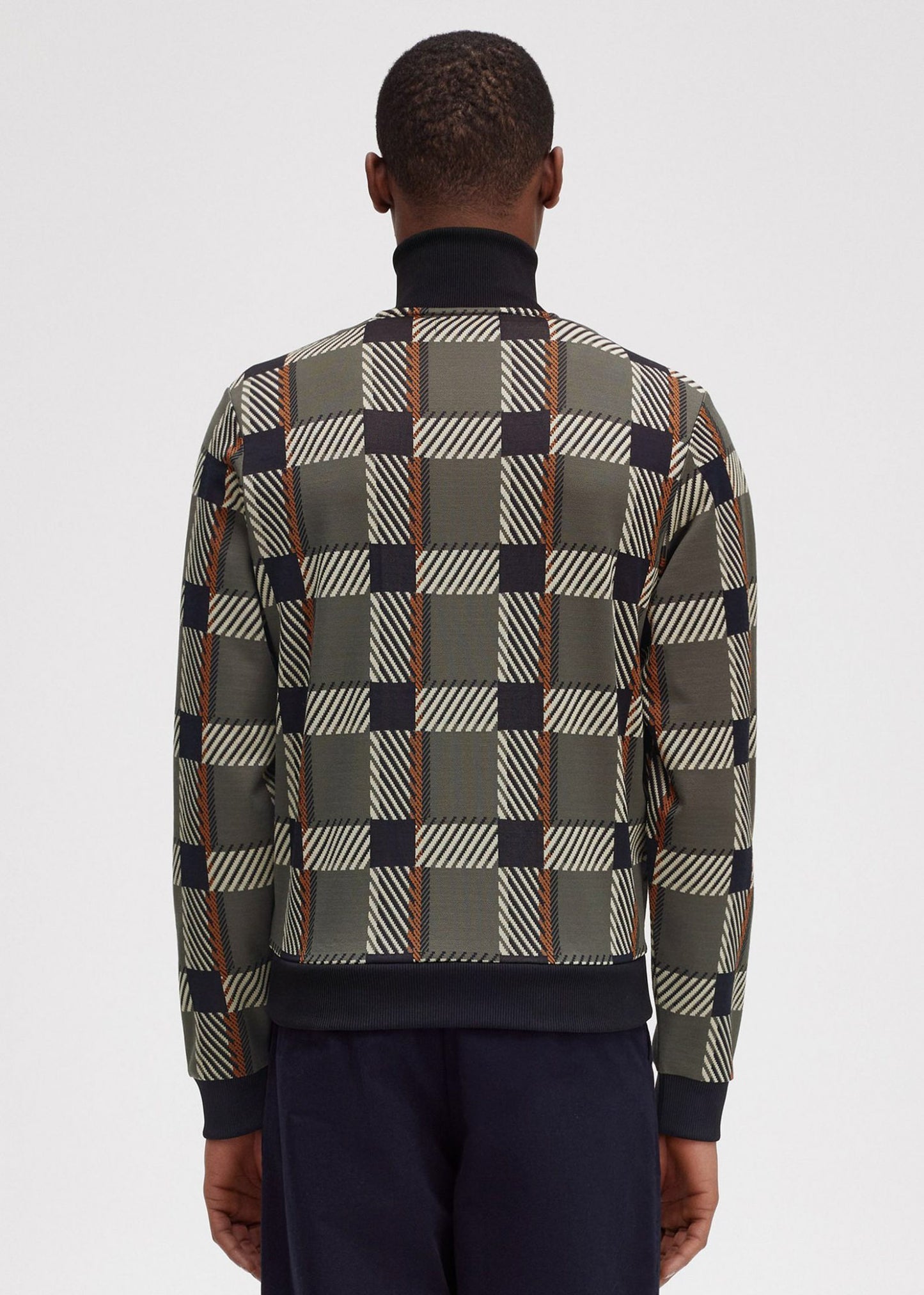 Fred Perry Vesten  Glitch tartan track jacket - field green 