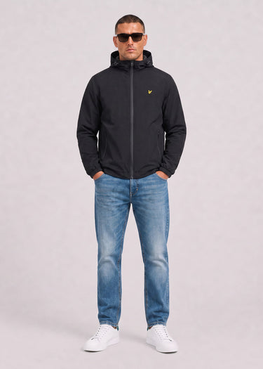 Lyle & Scott Jassen Contrast zip through hooded jacket - jet black gunmetal
