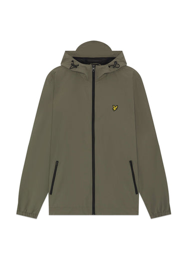 Lyle & Scott Jassen Contrast zip through hooded jacket - khaki ash jet black