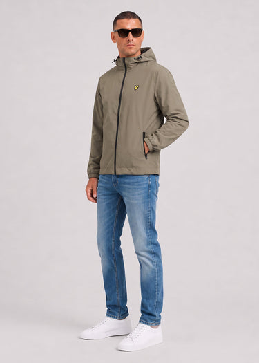 Lyle & Scott Jassen Contrast zip through hooded jacket - khaki ash jet black