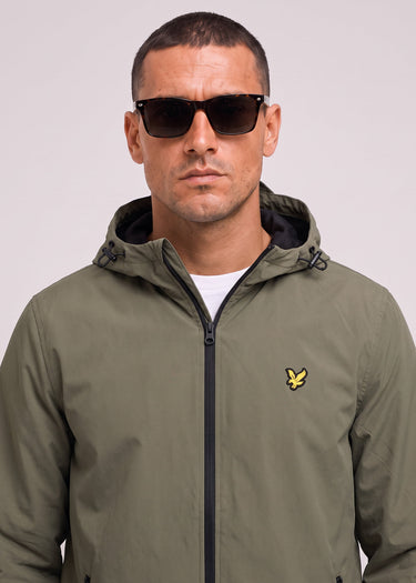 Lyle & Scott Jassen Contrast zip through hooded jacket - khaki ash jet black