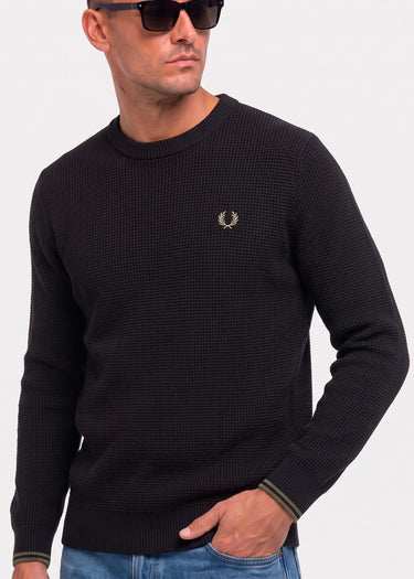 Fred Perry Truien Waffle stitch jumper - black
