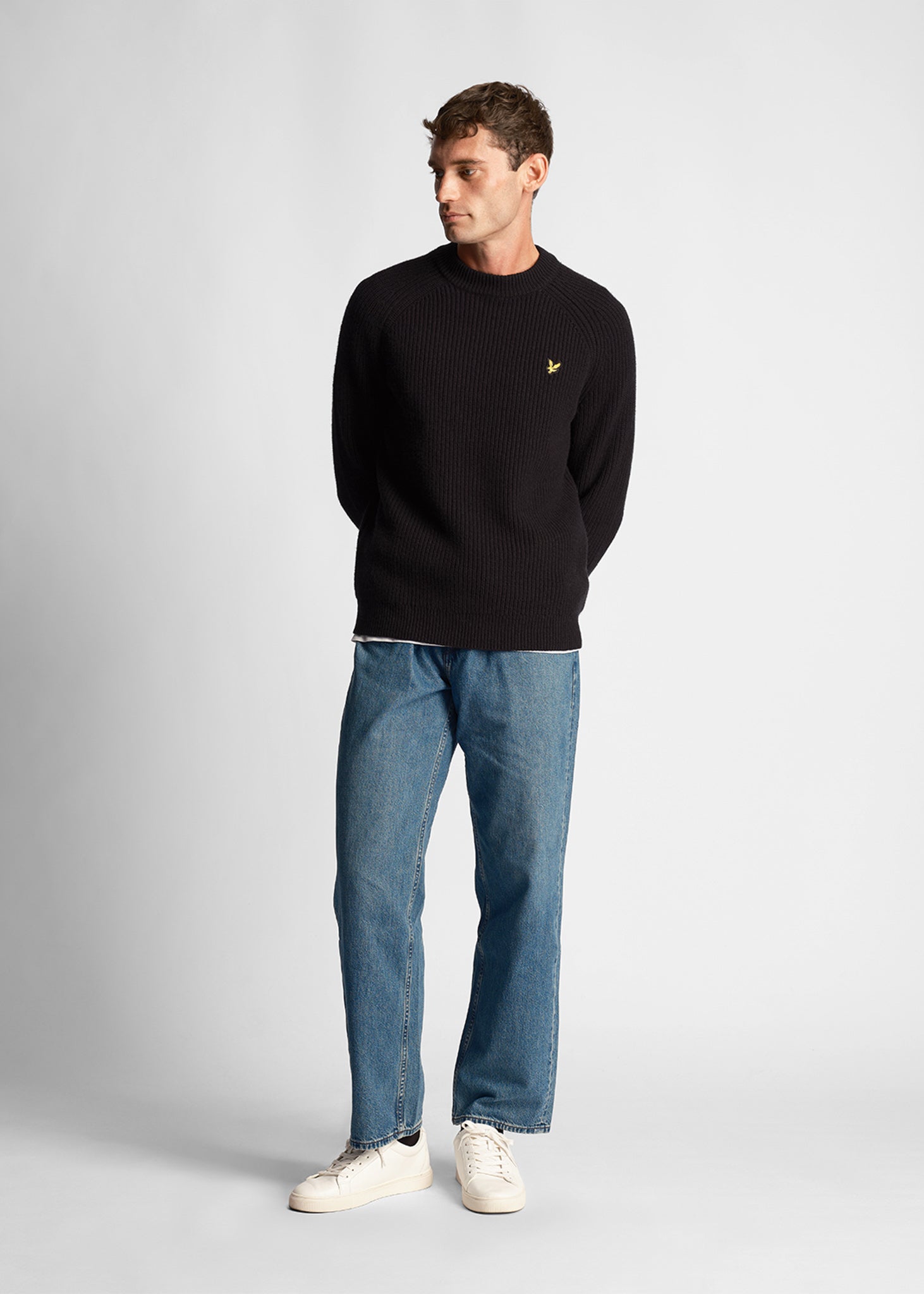 Lyle & Scott Truien  Shaker stitch mock neck - jet black 