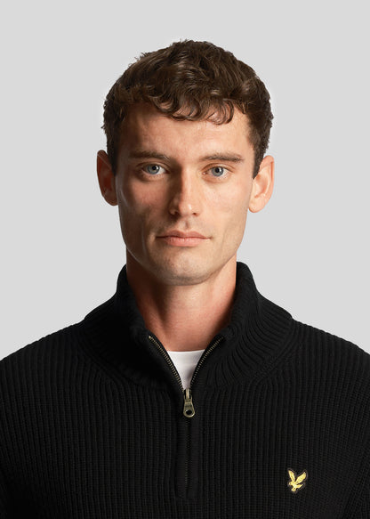 Lyle & Scott Truien  Ribbed quarter zip jumper - jet black 