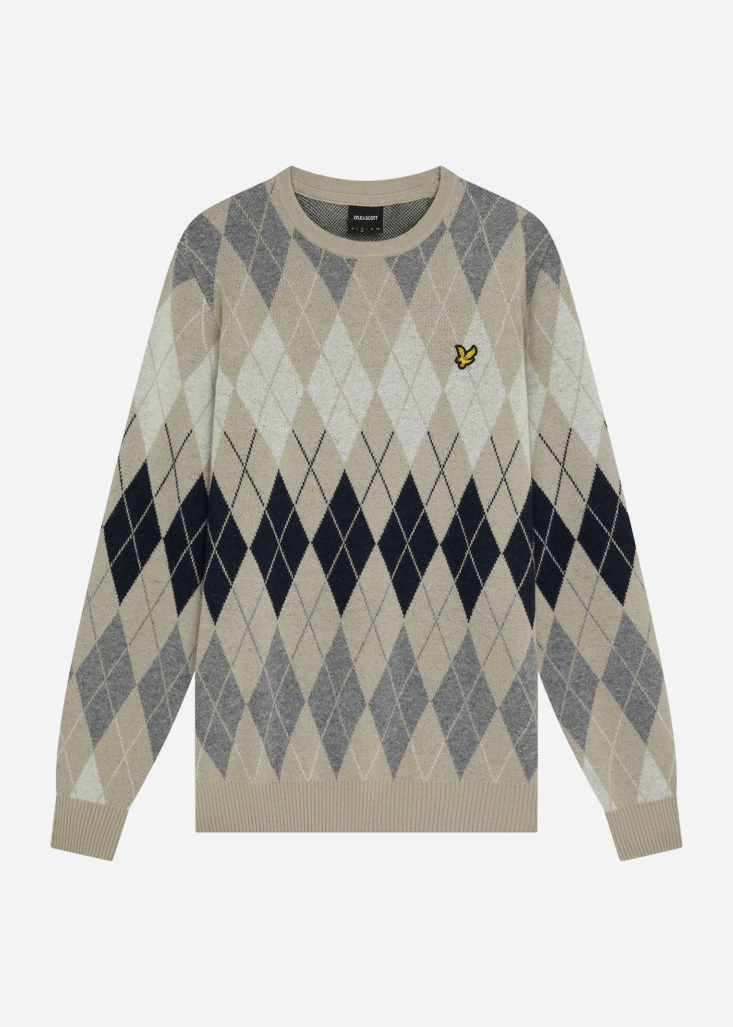 Lyle & Scott Truien  British argyle crew neck - cove 