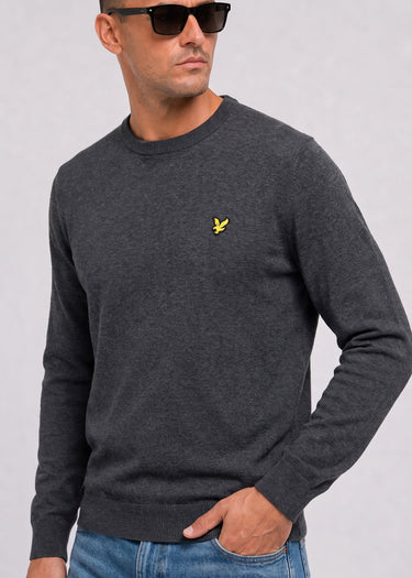 Lyle & Scott Truien Cotton merino crew neck jumper - charcoal marl