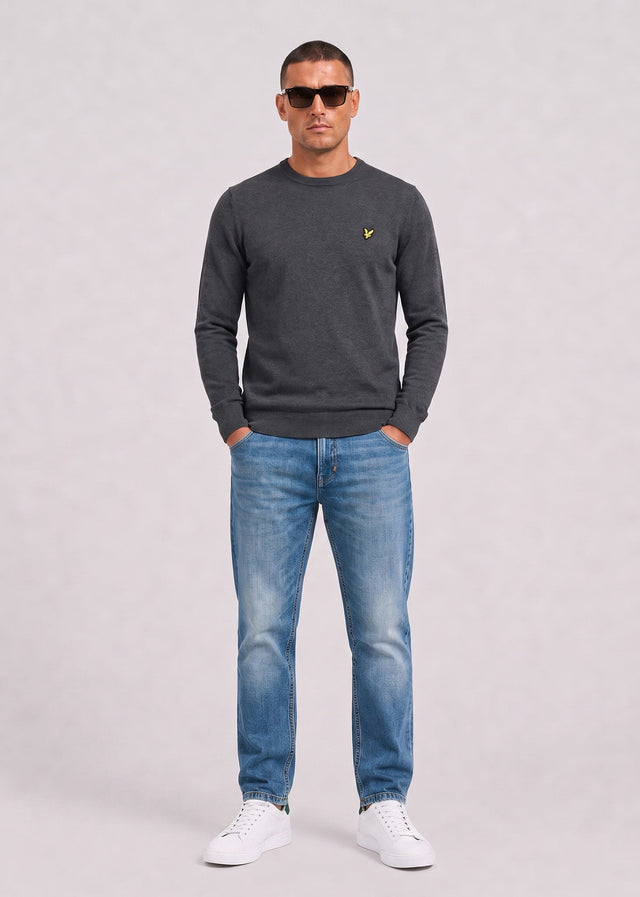 Lyle & Scott Truien Cotton merino crew neck jumper - charcoal marl