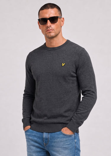 Lyle & Scott Truien Cotton merino crew neck jumper - charcoal marl