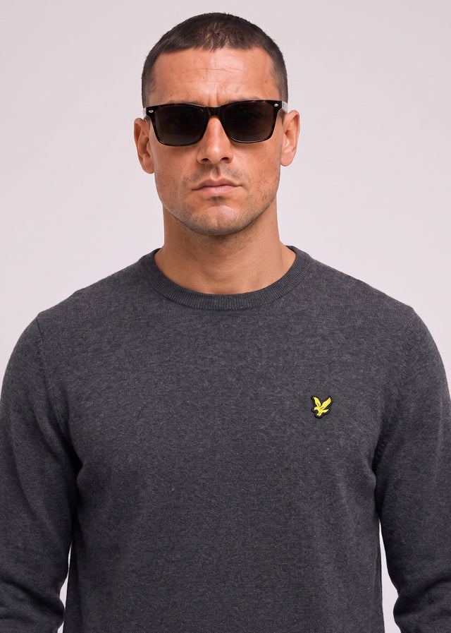Lyle & Scott Truien Cotton merino crew neck jumper - charcoal marl
