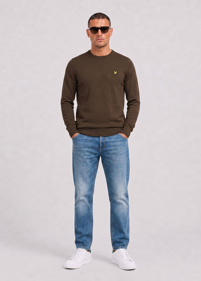 Lyle & Scott Truien Cotton merino crew neck jumper - sepia brown