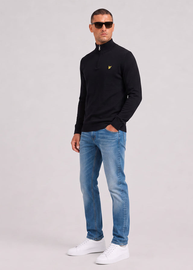 Lyle & Scott Truien Cotton merino quarter zip jumper - jet black