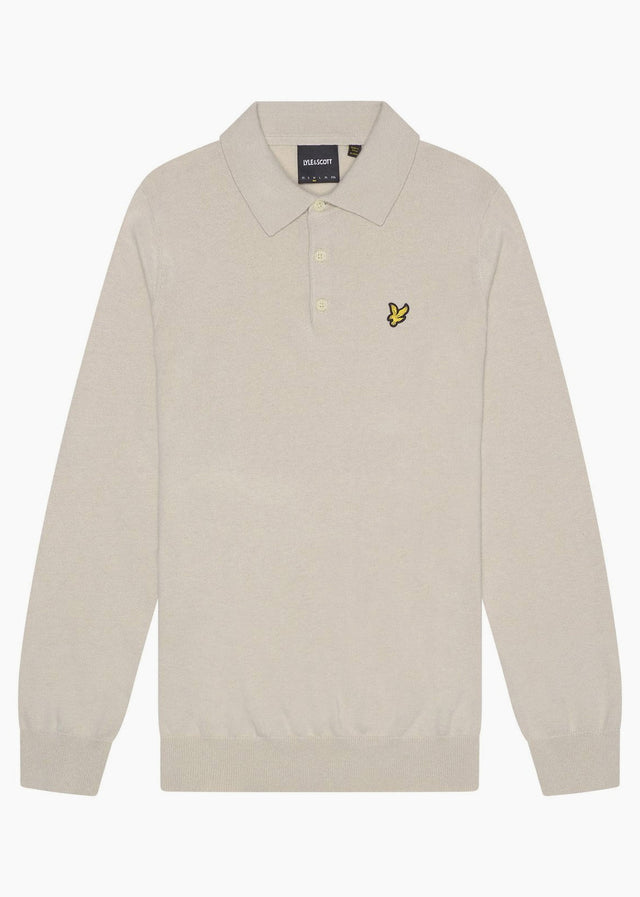 Lyle & Scott Longsleeve Polo's Cotton merino long sleeve knitted polo - cove