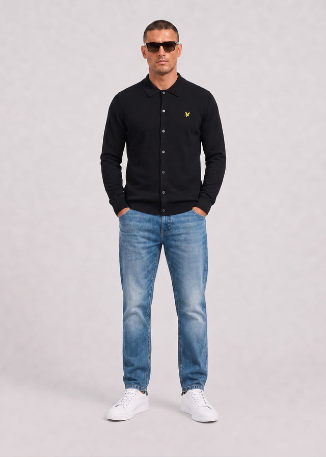 Lyle & Scott Truien Cotton merino knitted shirt - jet black