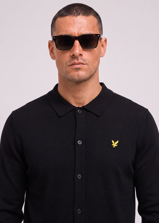 Lyle & Scott Truien Cotton merino knitted shirt - jet black