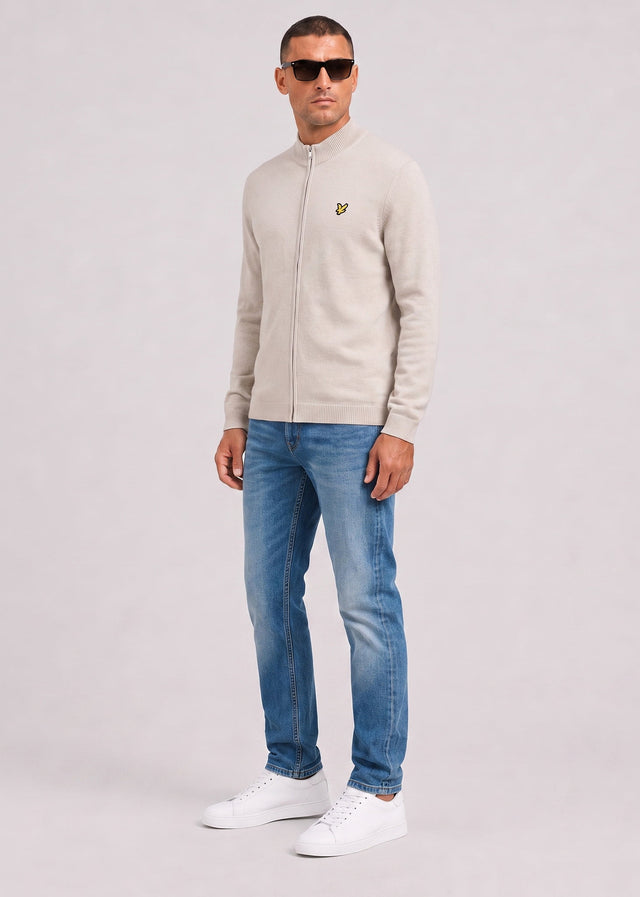 Lyle & Scott Vesten Relaxed cotton merino full zip jumper - cove