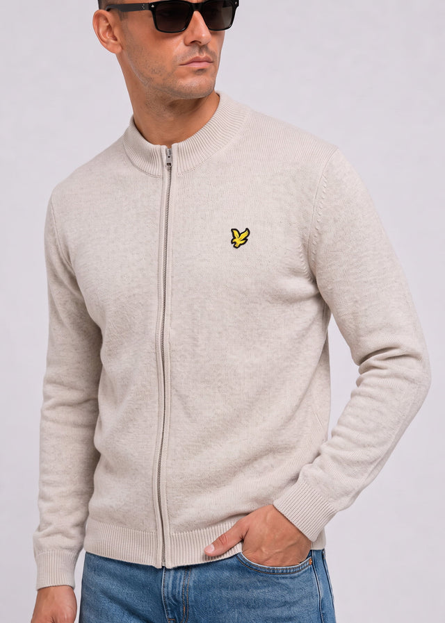 Lyle & Scott Vesten Relaxed cotton merino full zip jumper - cove
