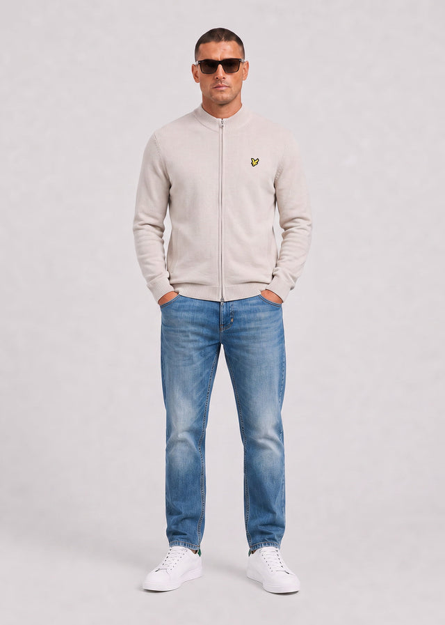 Lyle & Scott Vesten Relaxed cotton merino full zip jumper - cove
