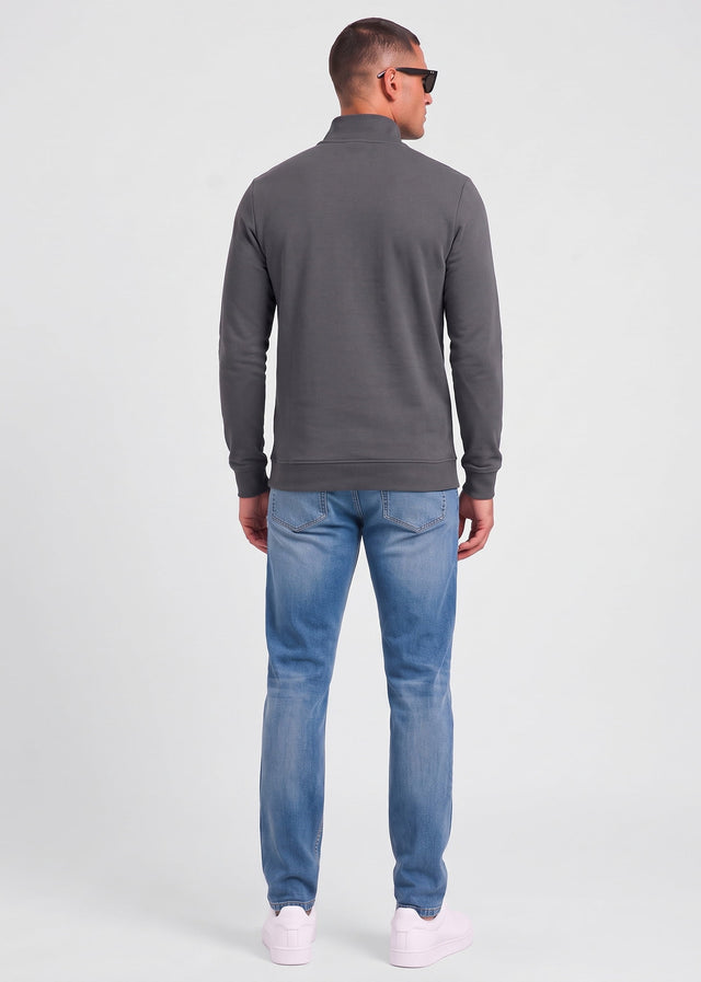 Lyle & Scott Truien Loopback quarter zip sweat - gunmetal