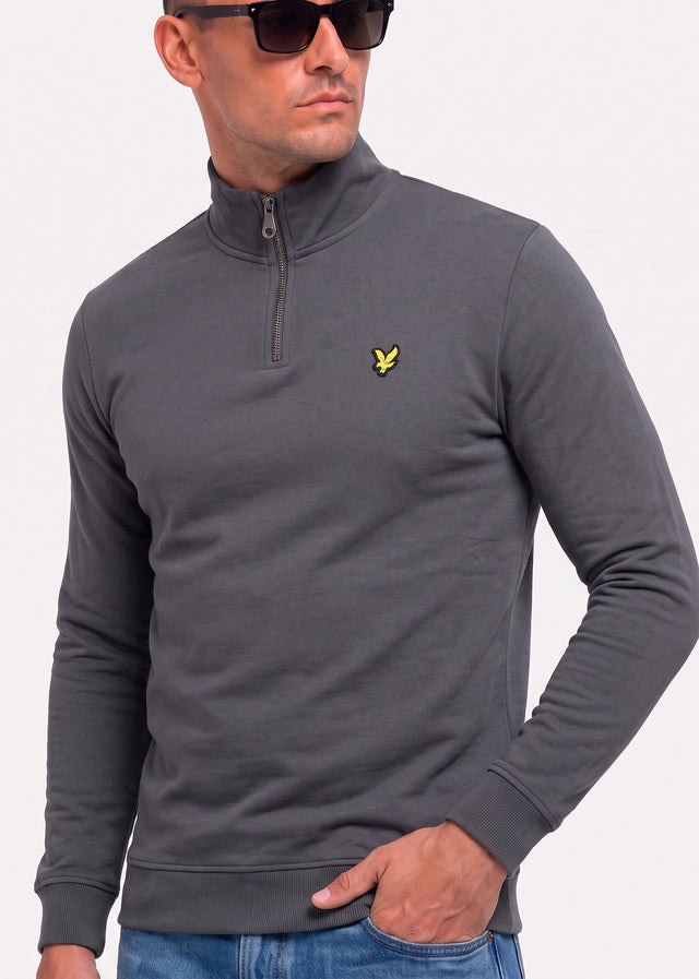 Lyle & Scott Truien Loopback quarter zip sweat - gunmetal