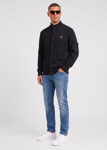 Lyle & Scott Vesten Rib insert button through jumper - jet black