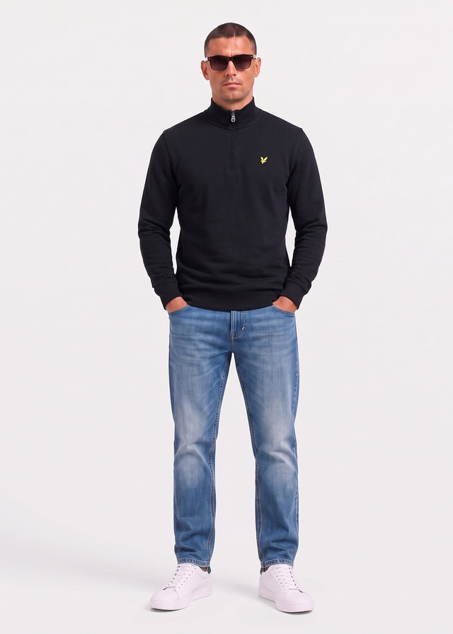 Lyle & Scott Truien Loopback quarter zip sweat - jet black