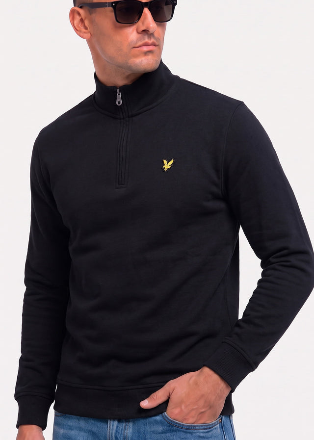 Lyle & Scott Truien Loopback quarter zip sweat - jet black