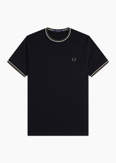 Fred Perry T-shirts Twin tipped t-shirt - black ecru laurel wreath green