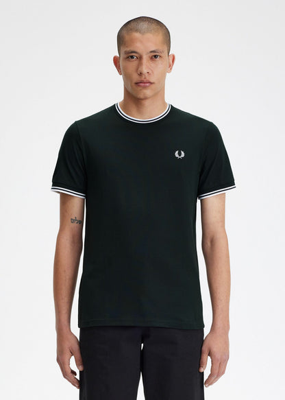 Fred Perry T-shirts  Twin tipped t-shirt - night green snow white 