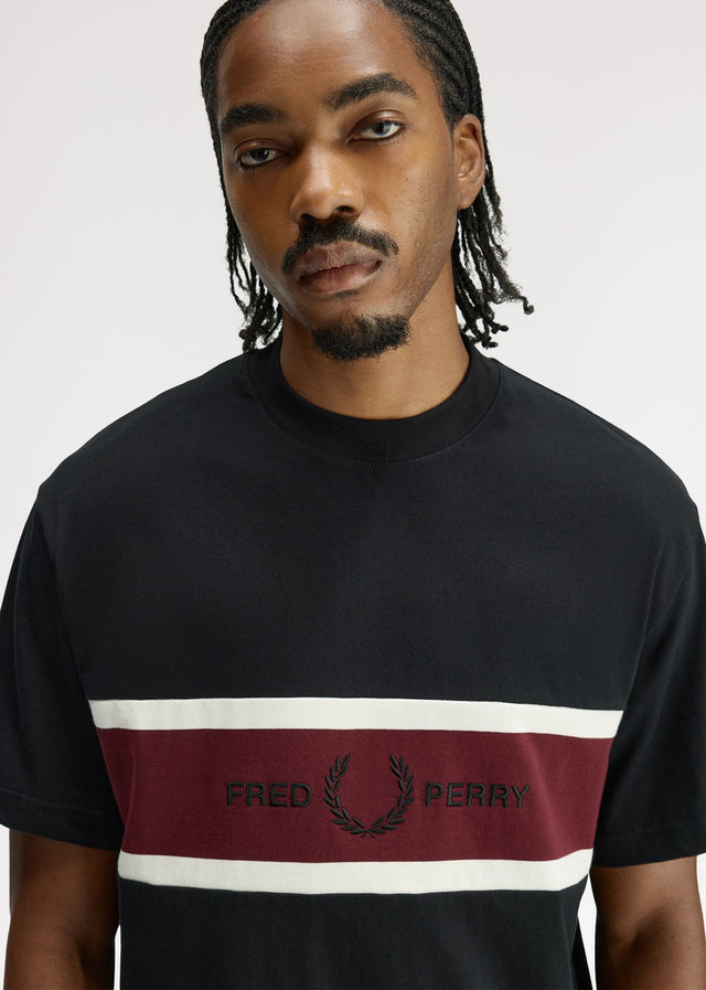 Fred Perry T-shirts Embroidered panel t-shirt - black