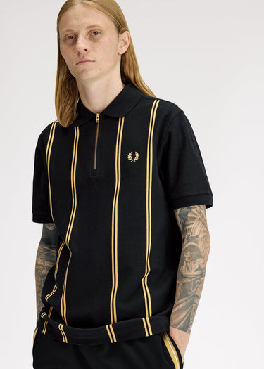 Fred Perry Polo's Vertical stripe polo shirt - black champagne