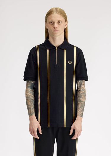 Fred Perry Polo's Vertical stripe polo shirt - black champagne