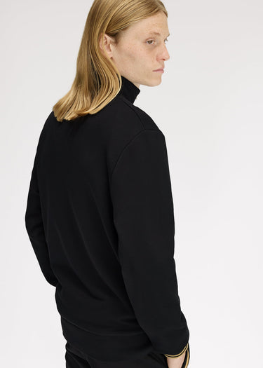 Fred Perry Truien Stripe tape half zip sweathshirt - black champagne