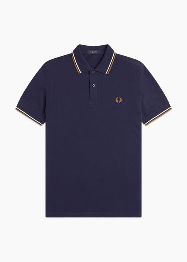 Fred Perry Polo's Twin tipped polo - twilight navy snow white dark caramel