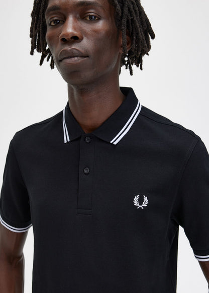 Fred Perry Polo's  Twin tipped fred perry shirt - black white white 