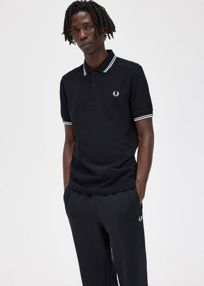 Fred Perry Polo's  Twin tipped fred perry shirt - black white white 