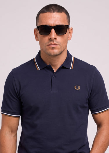 Fred Perry Polo's Twin tipped polo - twilight navy snow white dark caramel