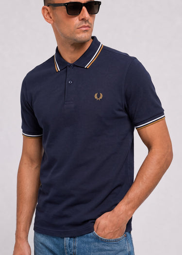 Fred Perry Polo's Twin tipped polo - twilight navy snow white dark caramel