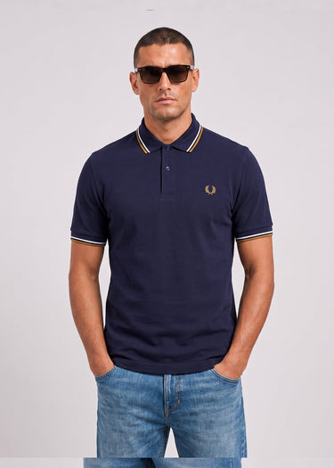 Fred Perry Polo's Twin tipped polo - twilight navy snow white dark caramel