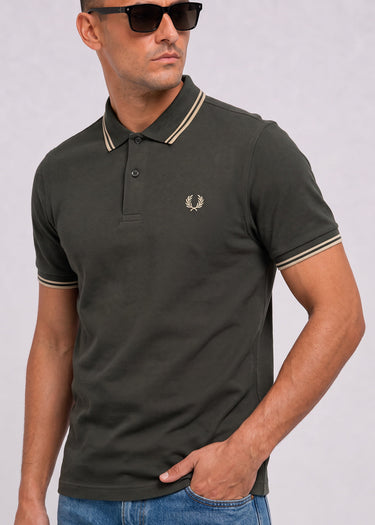 Fred Perry Polo's Twin tipped polo - field green oatmeal