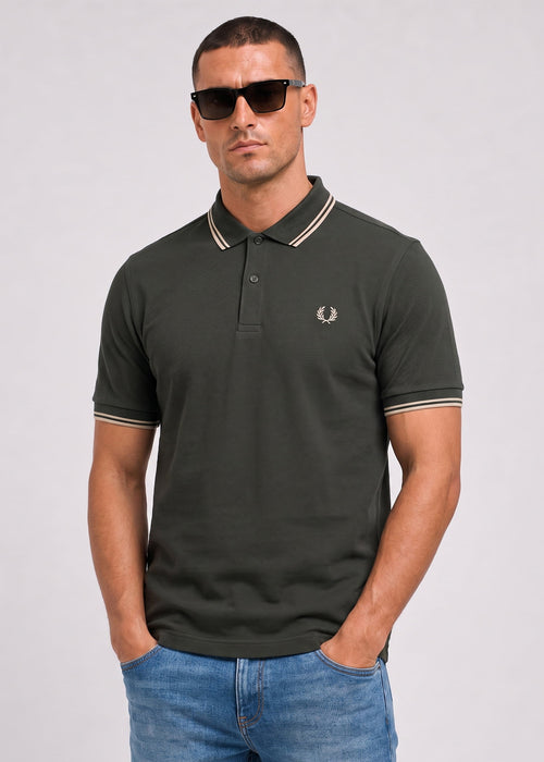 Twin tipped polo - field green oatmeal