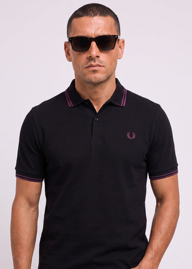 Fred Perry Polo's Twin tipped polo - black plum plum