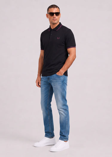 Fred Perry Polo's Twin tipped polo - black plum plum