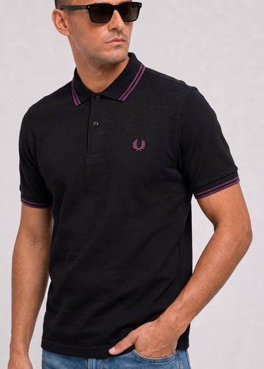 Fred Perry Polo's Twin tipped polo - black plum plum