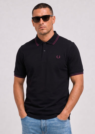 Fred Perry Polo's Twin tipped polo - black plum plum