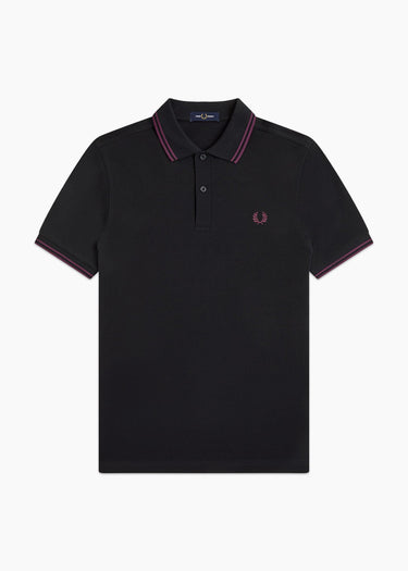 Fred Perry Polo's Twin tipped polo - black plum plum