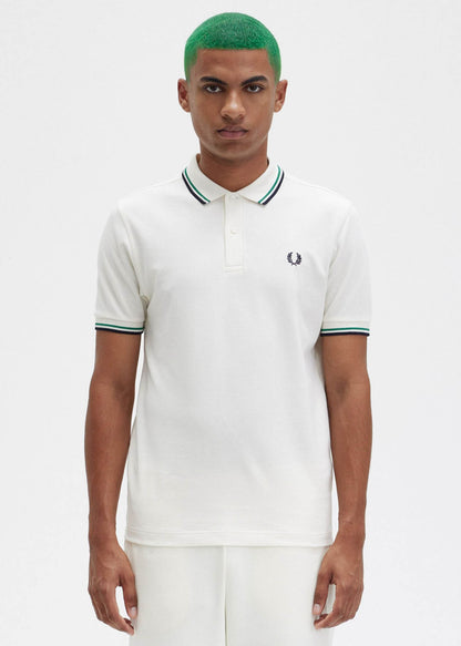 Fred Perry Polo's  Twin tipped fred perry shirt - ecru fp green navy 