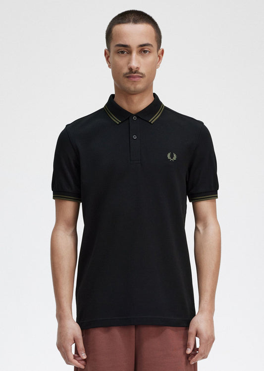 Twin tipped fred perry shirt - black field green