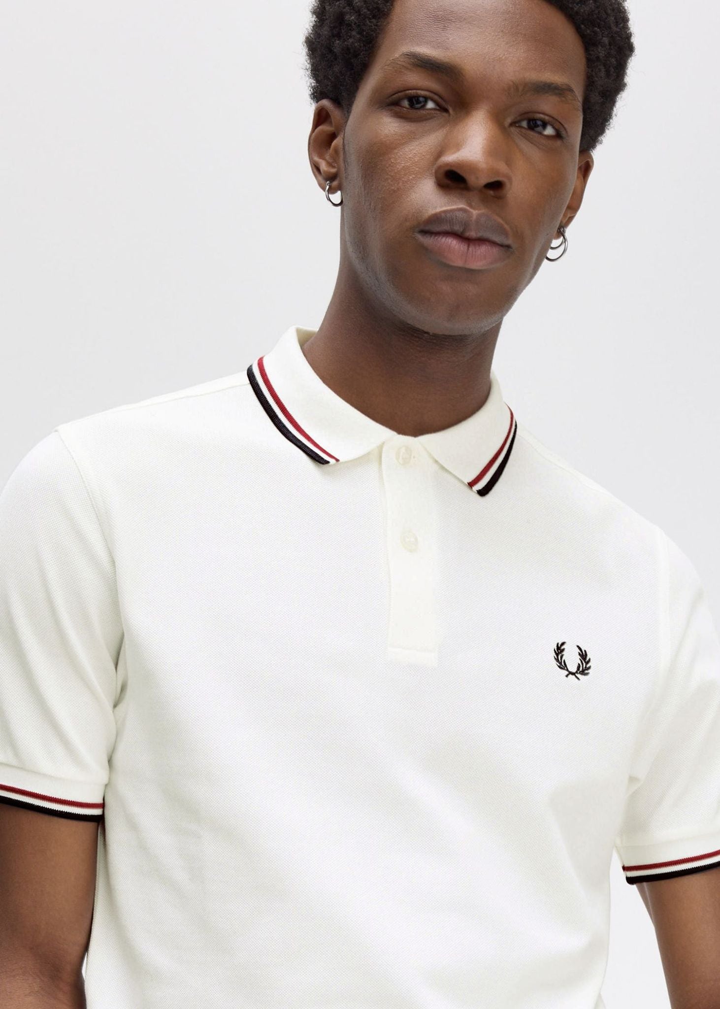 Fred Perry Polo's  Twin tipped fred perry shirt - snow white burnt red navy 