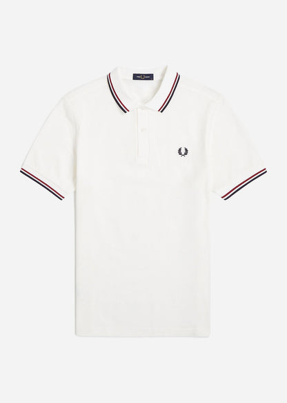 Fred Perry Polo's  Twin tipped fred perry shirt - snow white burnt red navy 